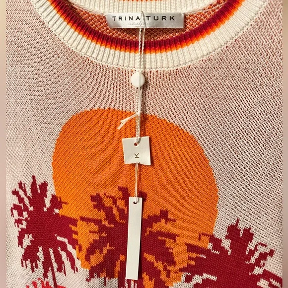 Trina Turk Orange and Pink Knit Top - Picture 2 of 10